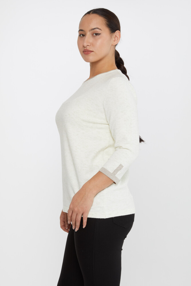Suéter de punto con detalles brillantes en color crudo - 31605 | KAZEE (Juego de 3 tallas M-L-XL) - 2