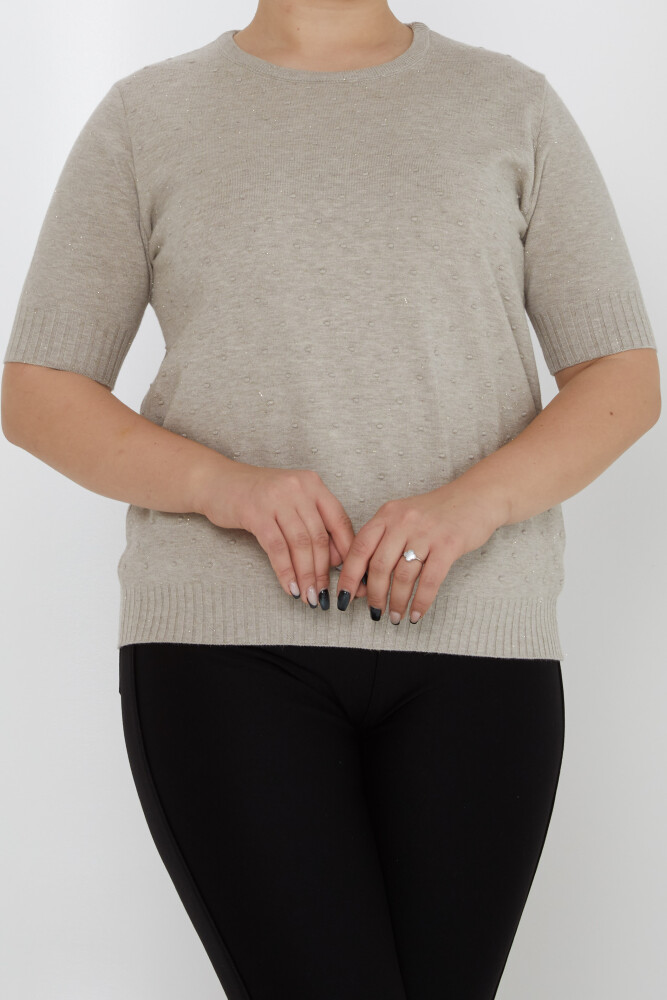 Suéter de punto con detalles brillantes en visón - 31714 | KAZEE (Juego de 3 XL-2XL-3XL) - 2