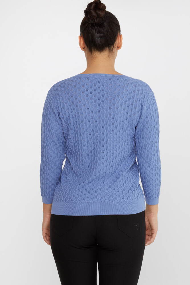 Suéter de punto con estampado propio en azul - 31247 | KAZEE (Juego de 3 tallas M-L-XL) - 5