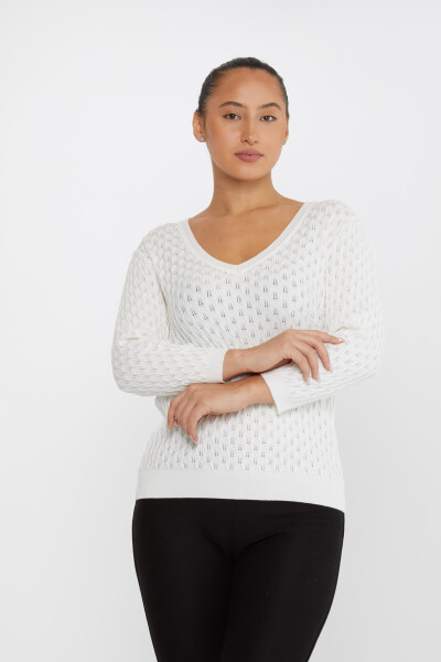 Suéter de punto con estampado propio en color crudo - 31247 | KAZEE (Juego de 3 tallas M-L-XL) 