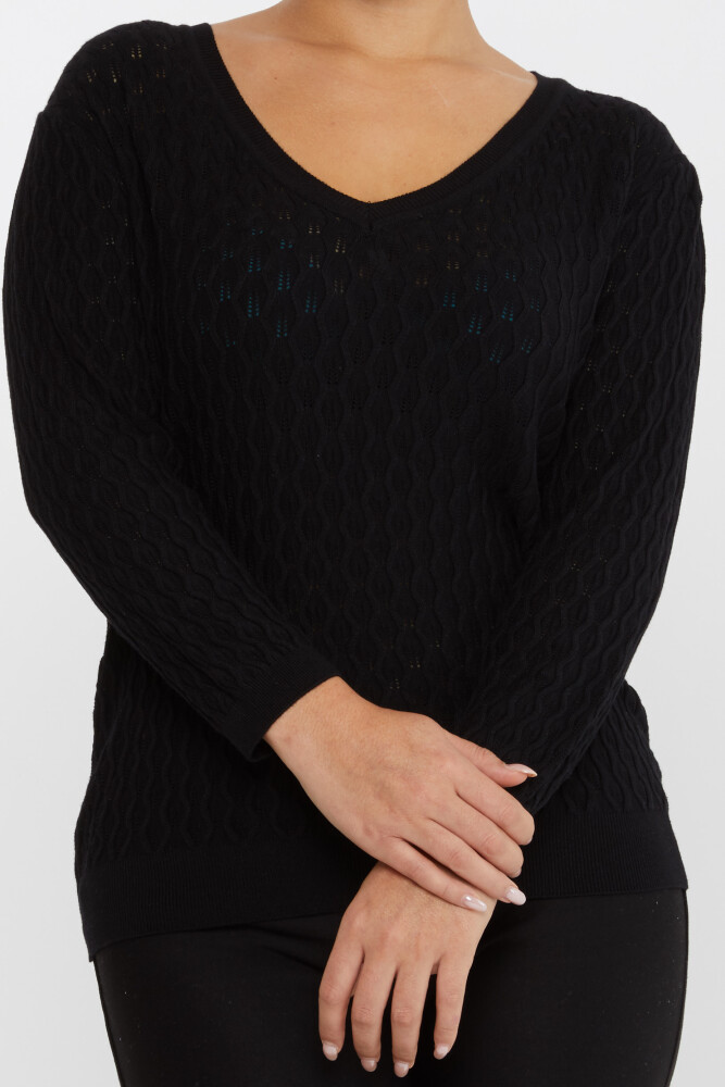 Suéter de punto con estampado propio en color negro - 31247 | KAZEE (Juego de 3 tallas M-L-XL) - 3