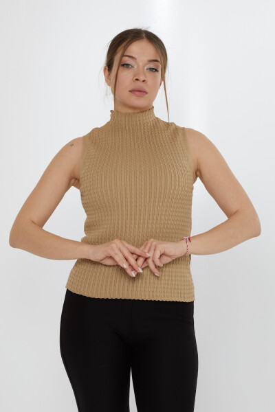 Suéter de punto con mangas cortas beige - 31658 | KAZEE (Juego de 3 tallas S-M-G) - 2