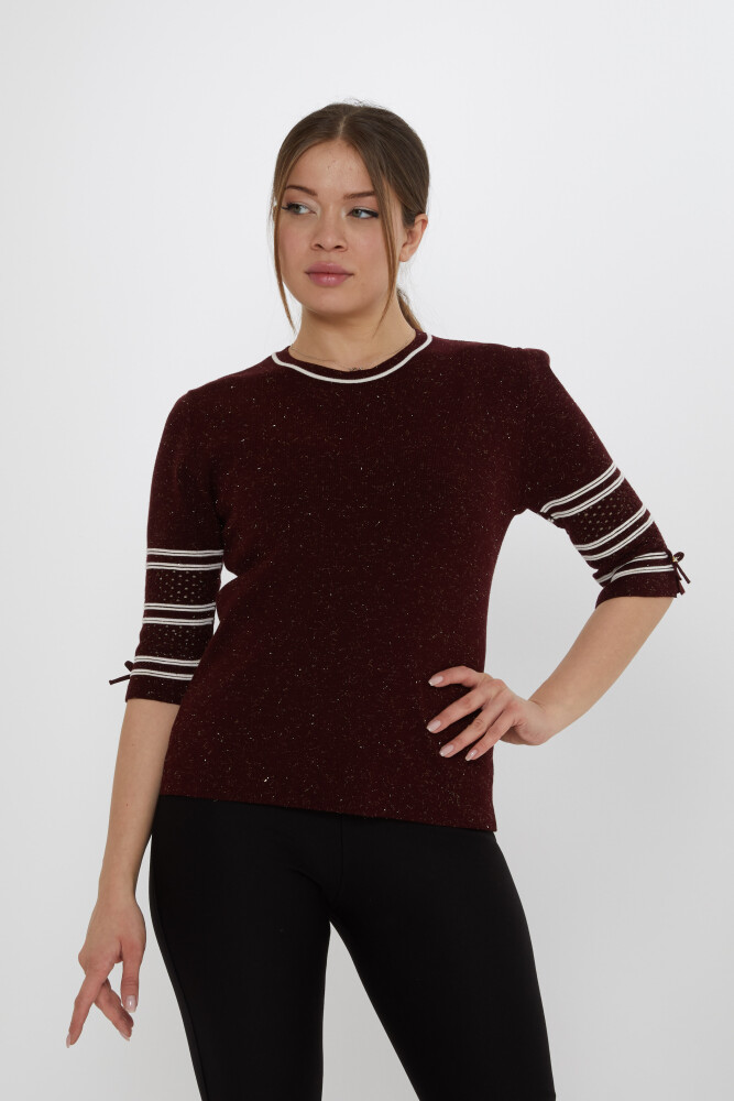 Suéter de punto con mangas detalladas en color ciruela - 31316 | KAZEE (Juego de 3 M-L-XL) - 2