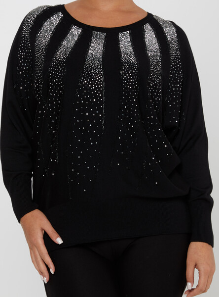 Suéter de punto con mangas murciélago negro - 30675 | KAZEE (Juego de 4 tallas L-XL-2XL-3XL) - 3