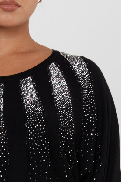 Suéter de punto con mangas murciélago negro - 30675 | KAZEE (Juego de 4 tallas L-XL-2XL-3XL) - 4