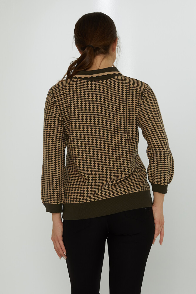 Suéter de punto cuello delantal color caqui-visón - 31570 | KAZEE (Juego de 3 XL-2XL-3XL) - 5