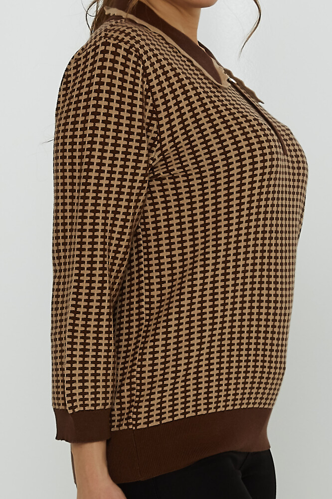 Suéter de punto cuello delantal marrón-visón - 31570 | KAZEE (Juego de 3 XL-2XL-3XL) - 4