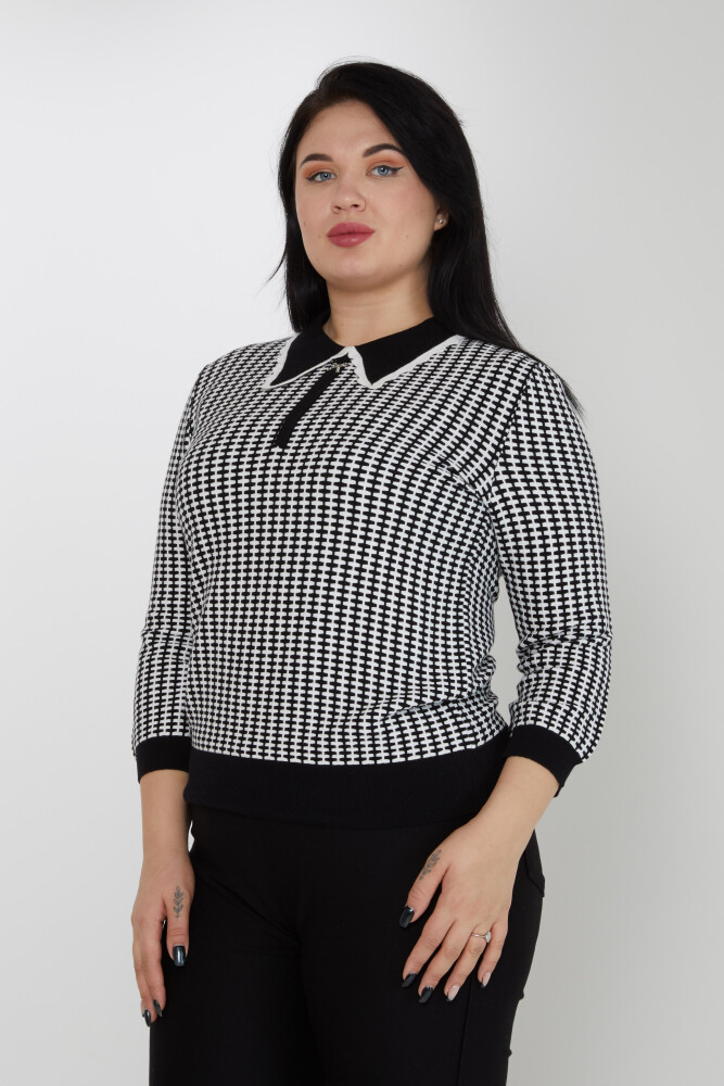 Suéter de punto cuello delantal negro-crudo - 31570 | KAZEE (Juego de 3 XL-2XL-3XL) - 1