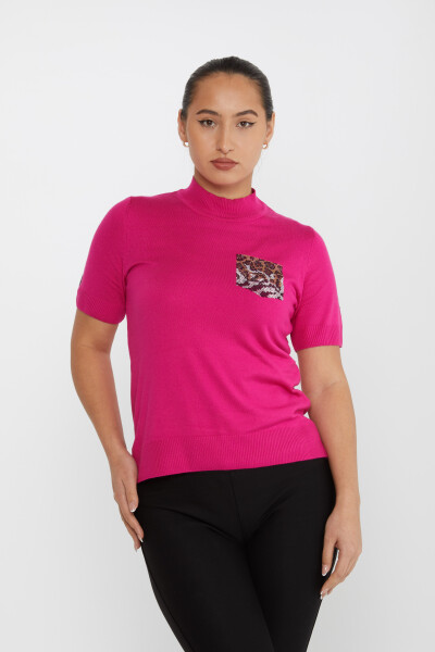 Suéter de punto Leopardo Piedra Bordado Fucsia - 31623 | KAZEE (Juego de 4 tallas M-L-XL-2XL) - 2