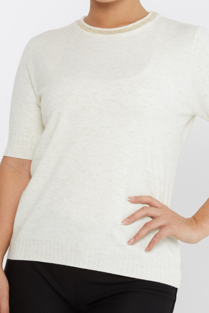 Suéter de punto manga corta color crudo - 31611 | KAZEE (juego de 3 tallas S, M y L) - 3
