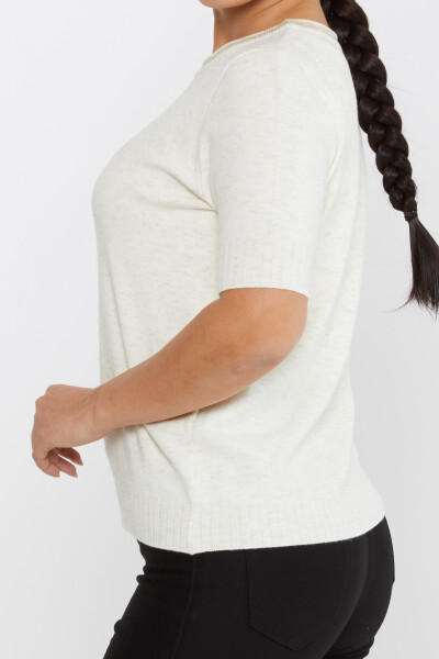 Suéter de punto manga corta color crudo - 31611 | KAZEE (juego de 3 tallas S, M y L) - 4