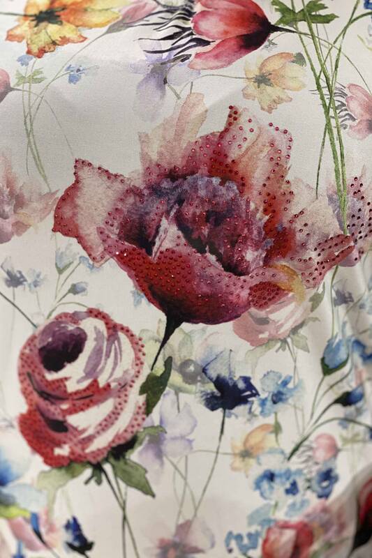Summer V Neck Digital Printed Flower Patterned Combed Cotton 77418