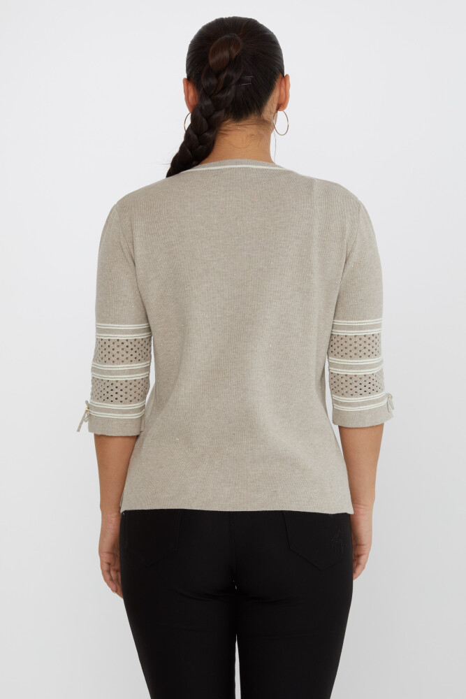 سترة محبوكة بأكمام مفصلة من المنك - 31316 | كازي (مجموعة من 3 مقاسات M-L-XL) - 5