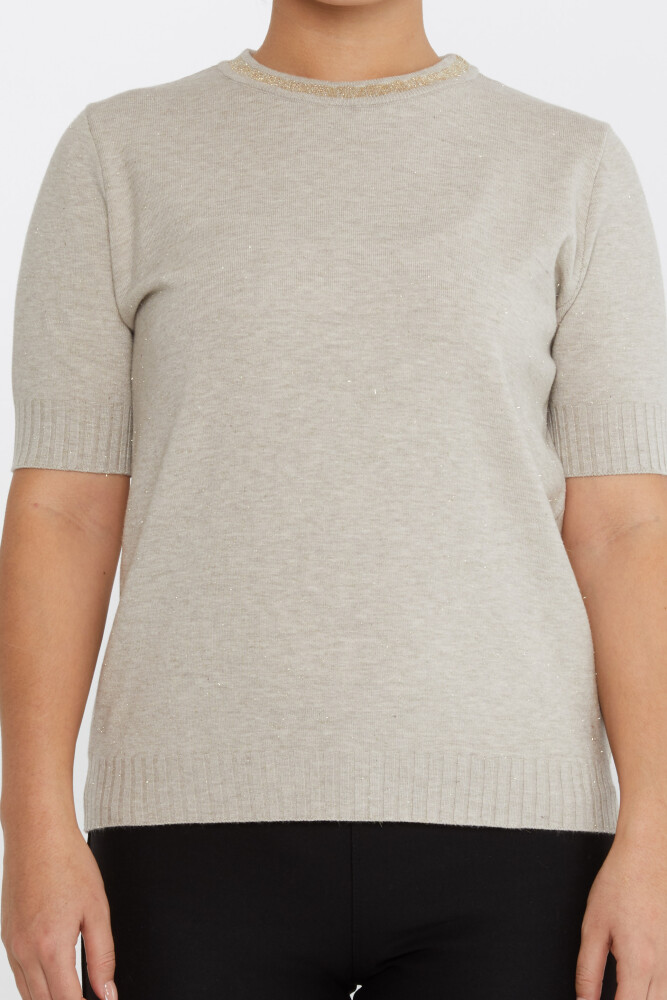 سترة محبوكة بأكمام قصيرة من قماش المنك - 31611 | كازي (مجموعة من 3 مقاسات S-M-L) - 3