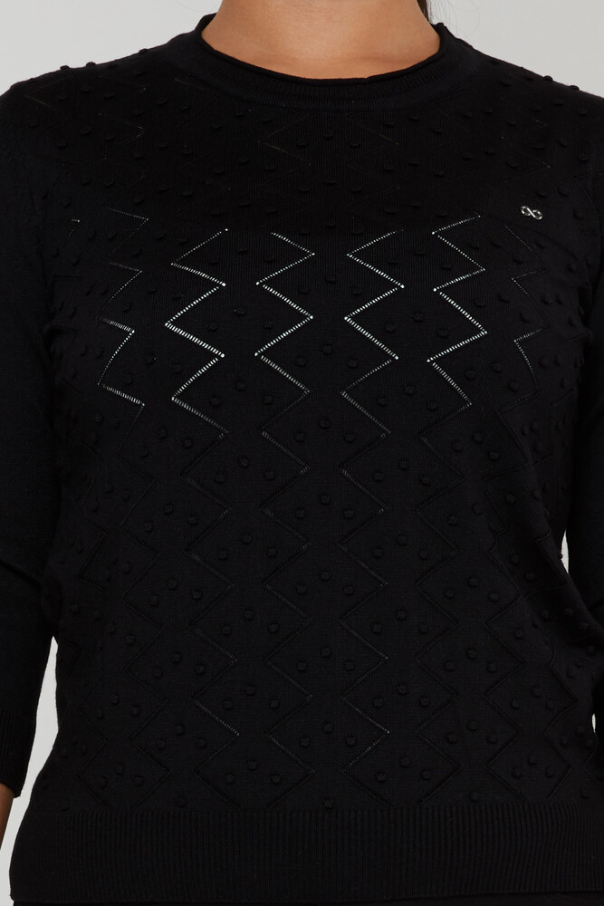 سترة محبوكة بأكمام طويلة باللون الأسود - 31239 | كازي (مجموعة من 3 مقاسات M-L-XL) - 2