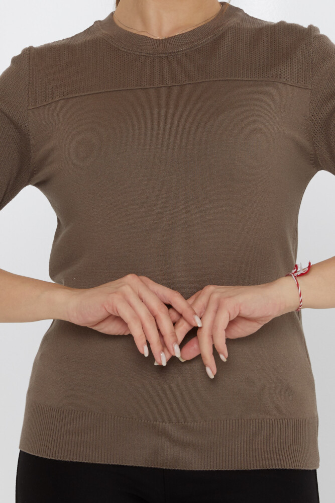 سترة محبوكة بياقة واقفة من المنك - 30258 | كازي (مجموعة من 3 مقاسات S-M-L) - 3