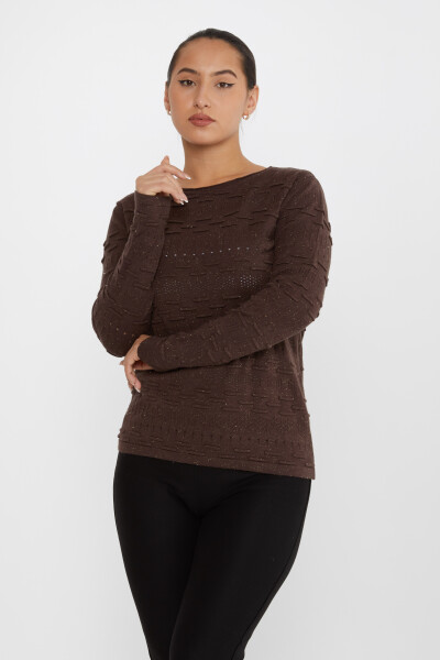 سترة محبوكة بنقوش القهوة - 31627 | كازي (مجموعة من 3 مقاسات M-L-XL) - 2