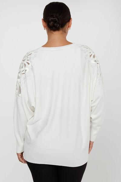 سترة محبوكة بتفاصيل كتف - بيج فاتح - 30931 | كازي (مجموعة من 4 مقاسات M-L-XL-2XL) - 5