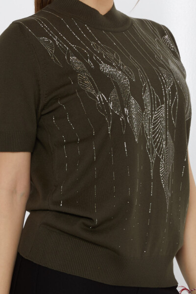 سترة محبوكة منقوشة باللون الأخضر - 30663 | كازي (مجموعة من 3 مقاسات XL-2XL-3XL) - 4