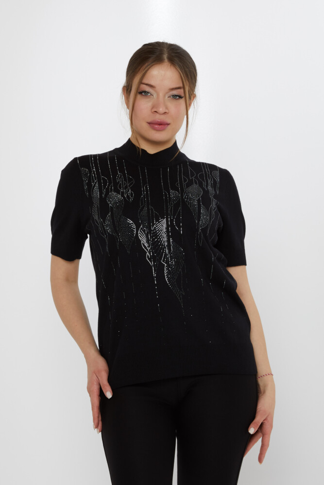 سترة محبوكة منقوشة باللون الأسود - 30663 | كازي (مجموعة من 3 مقاسات XL-2XL-3XL) - 1