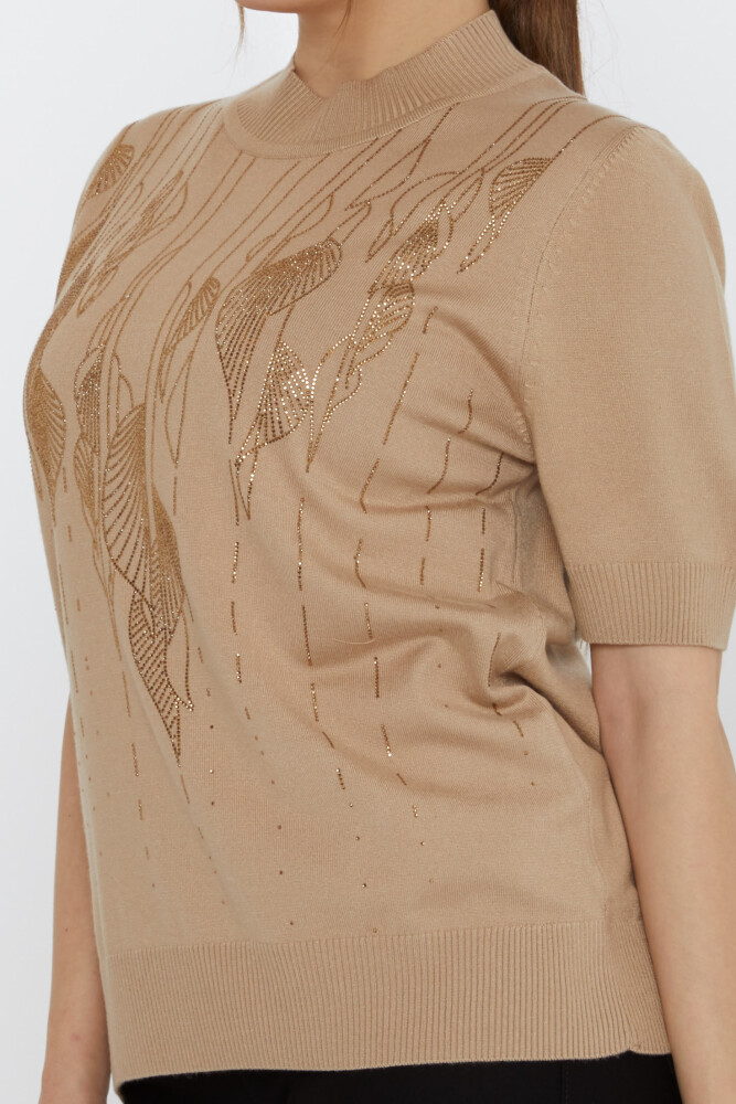 سترة محبوكة منقوشة باللون البيج - 30663 | كازي (مجموعة من 3 مقاسات XL-2XL-3XL) - 4