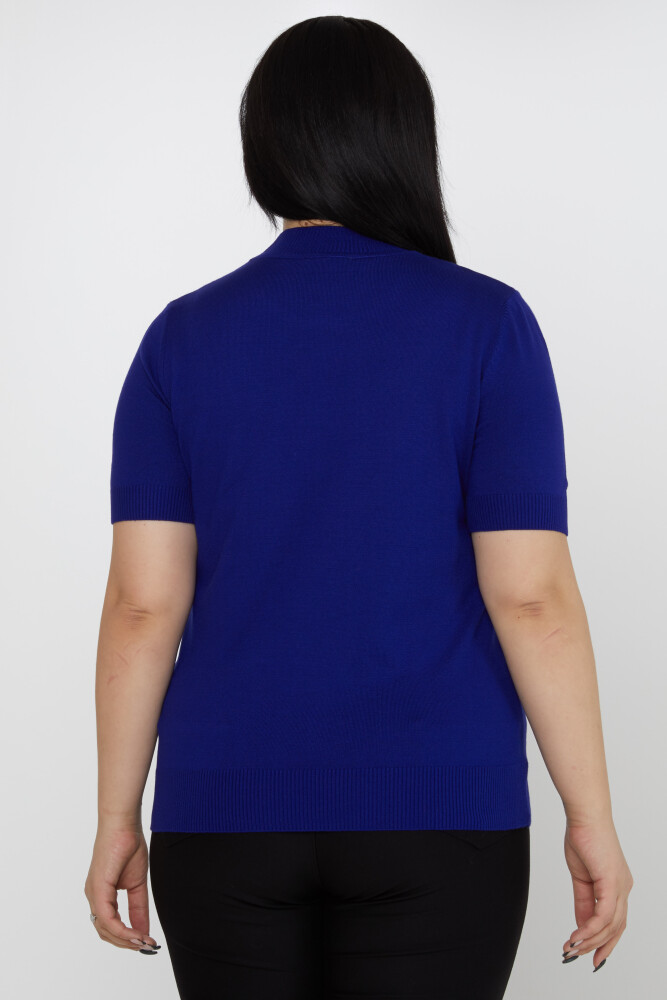 سترة محبوكة من قماش الساكسفون مطرزة بحجر النمر - 31565 | كازي (مجموعة من 3 مقاسات M-L-XL) - 5