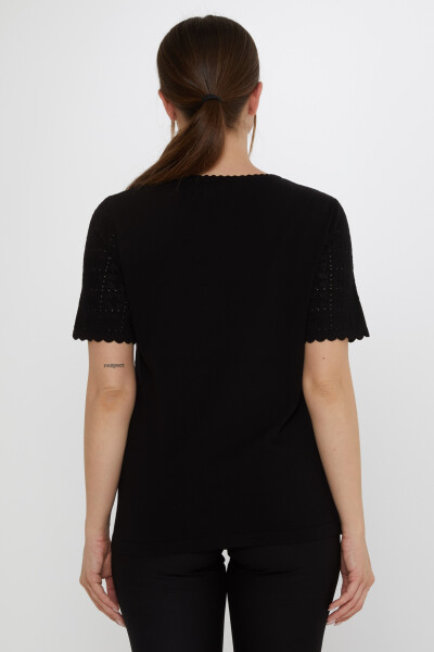 سترة محبوكة مخرمة باللون الأسود - 31822 | كازي (مجموعة من 3 مقاسات L-XL-2XL) - 6