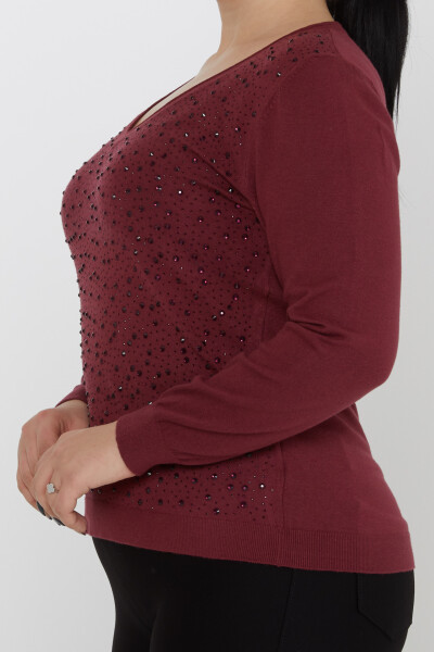 سترة محبوكة مطرزة بأحجار الكريستال - 31213 | كازي (مجموعة من 3 مقاسات M-L-XL) - 4