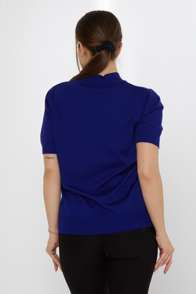 سترة محبوكة مطرزة بأحجار ملونة بلون ساكسفون - 30078 | كازي (مجموعة من 4 مقاسات L-XL-2XL-3XL) - 5