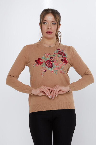 سترة محبوكة وردية مطرزة باللون الجملي - 31377 | كازي (مجموعة من 3 مقاسات L-XL-2XL) - KAZEE (1)