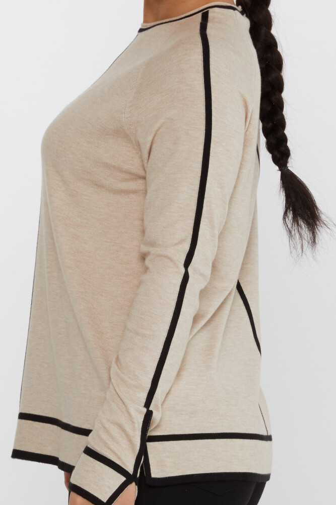 سترة تريكو بفتحة لون بيج - 31675 | كازي (مجموعة من 2 مل-لتر) - 4