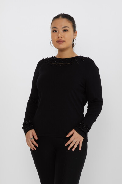 سترة تريكو مطرزة بالخرز أسود - 31951 | كازي (مجموعة من 3 L-XL-2XL) - 1