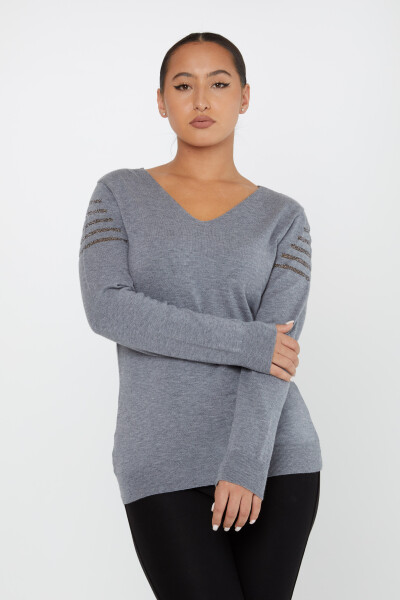 سترة تريكو بتفصيلة من التول رمادي - 2425-31007 | كازي (مجموعة من 2 م-2) - Kazee