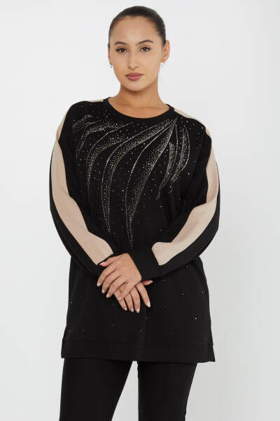 سويت شيرت حجر مطرز أسود - 17851 | كازي (مجموعة من 3 L-XL-2XL) - Kazee