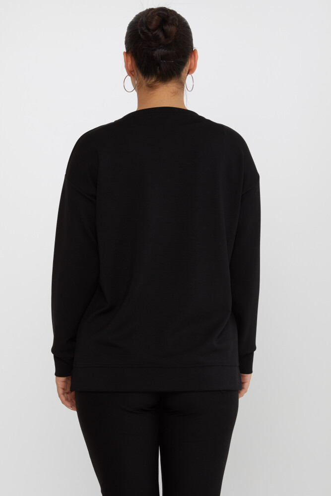 سويت شيرت مطرز باللون الأسود - 17817 | كازي (مجموعة من 3 مقاسات L-XL-2XL) - 5