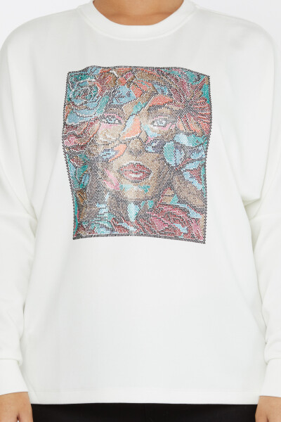 Sweat Femme Figuré Pierre Colorée Ecru - 2247 | KAZEE (Lot de 3 L-XL-2XL) - 3