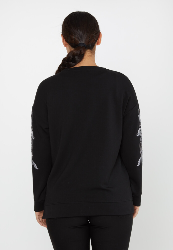 Sweat-shirt brodé à motifs avec détails fendus Noir - 17782 | KAZEE (Lot de 3 L-XL-2XL) - 7