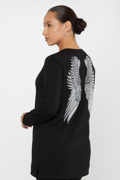 Sweat-shirt Wing Stone Brodé Détail Fente Noir - 17853 | KAZEE (Lot de 3 M-L-XL) - 4