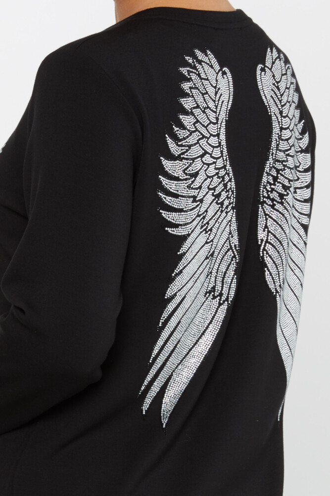 Sweat-shirt Wing Stone Brodé Détail Fente Noir - 17853 | KAZEE (Lot de 3 M-L-XL) - 5