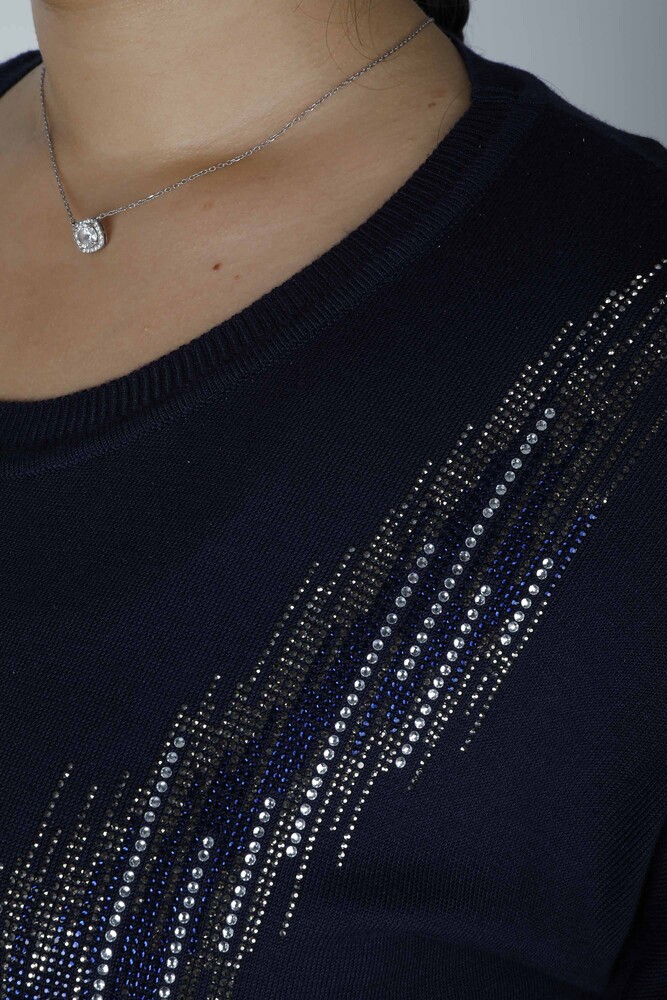 Knitted Sweater Slit Navy Blue - 30220 | KAZEE (Set of 4 L-XL-2XL-3XL) - 4