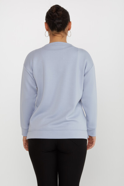 Sweatshirt mit Blumen- und Steinstickerei, langärmlig, Blau – 17806 | KAZEE (3er-Set M-L-XL) - 5