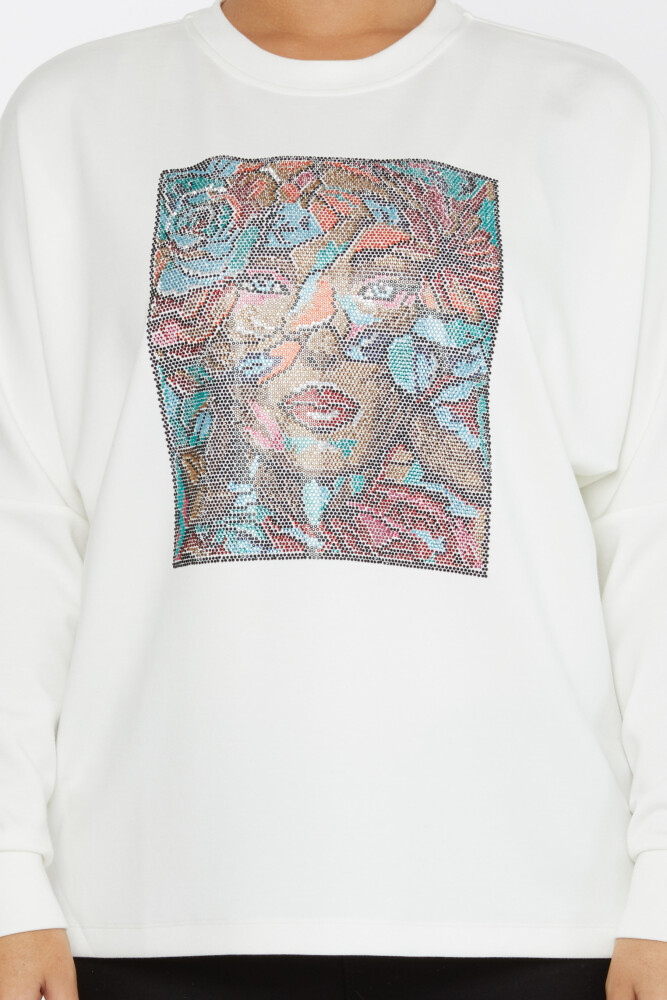 Sweatshirt Damen Figurbetont Farbig Stein Ecru - 2247 | KAZEE (3er-Set L-XL-2XL) - 3