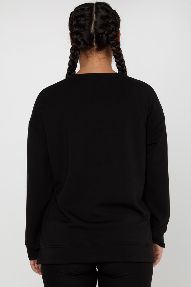 Sweatshirt Desenli Siyah - 17799 | KAZEE (3'lü Set L-XL-2XL) - 3