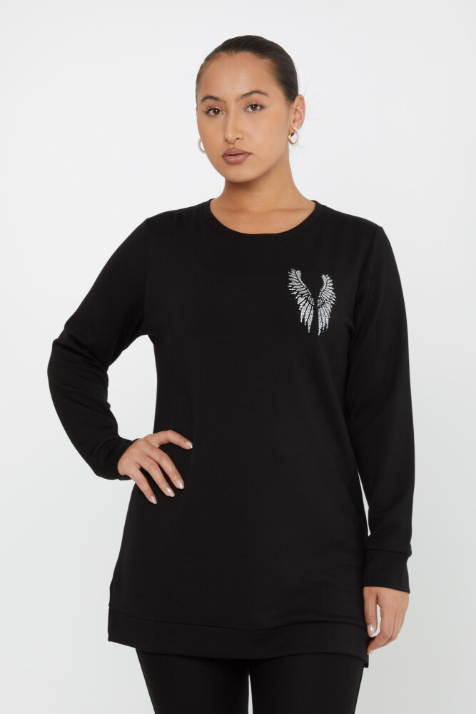 Sweatshirt „Wing Stone“ mit Schlitzstickerei, Schwarz – 17853 | KAZEE (3er-Set M-L-XL) - 2