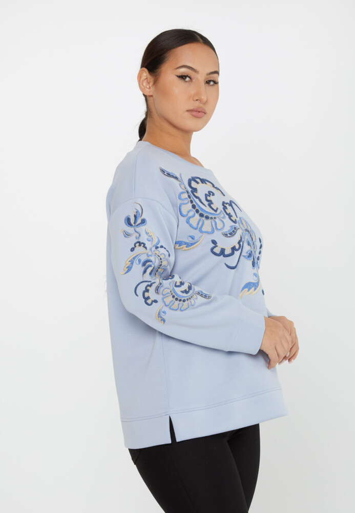 Sweatshirt mit besticktem Muster und Schlitzdetail, Blau – 17782 | KAZEE (3er-Set L-XL-2XL) - 2