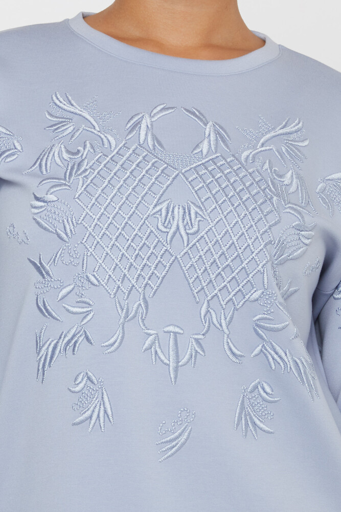 Sweatshirt mit Stickerei und Muster, lange Ärmel, Mintgrün – 17849 | KAZEE (3er-Set L-XL-2XL) - 3