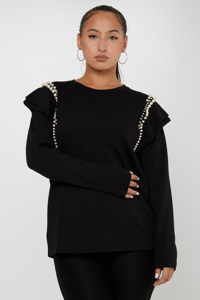 Sweatshirt Pearl Stone Embroidered Black - 17793 | KAZEE (Set of 3 M-L-XL) - 1