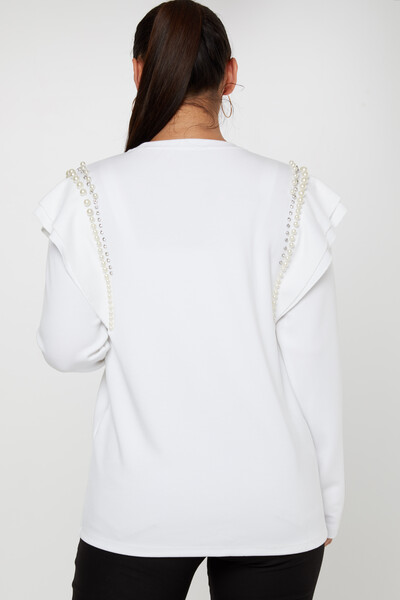 Sweatshirt Pearl Stone Embroidered Ecru - 17793 | KAZEE (Set of 3 M-L-XL) - 4