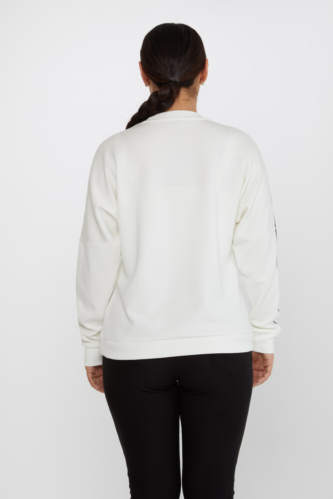 Sweatshirt mit Steinstickerei, langärmlig, Ecru – 2237 | KAZEE (3er-Set L-XL-2XL) - 5