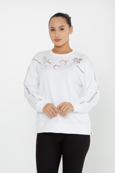 Sweatshirt Tül Detaylı Ekru - 17789 | KAZEE (3'lü Set L-XL-2XL) 
